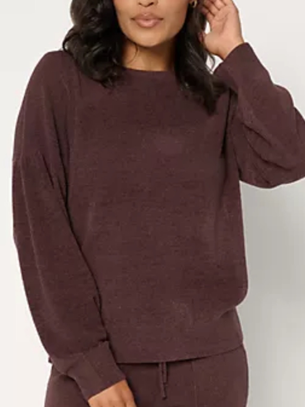 Barefoot Dreams CozyChic Ultra Lite Women's Crew Neck Sweater - Deep Plum